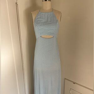 Light blue Polka dot maxi dress